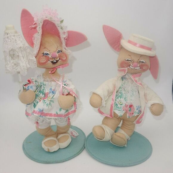 Annalee Other - Vintage 1987 Annalee Mr. & Mrs. Easter Bunny Rabbit Pair Couple Parasol Poseable